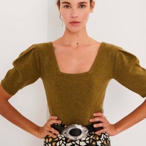 NWT Ba&sh Fluer Square Neck Wool Sweater